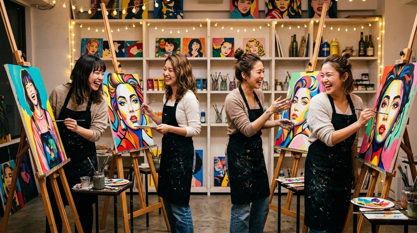 Paint Your Idol Classes with Wine paint and sip class at Artbar Tokyo