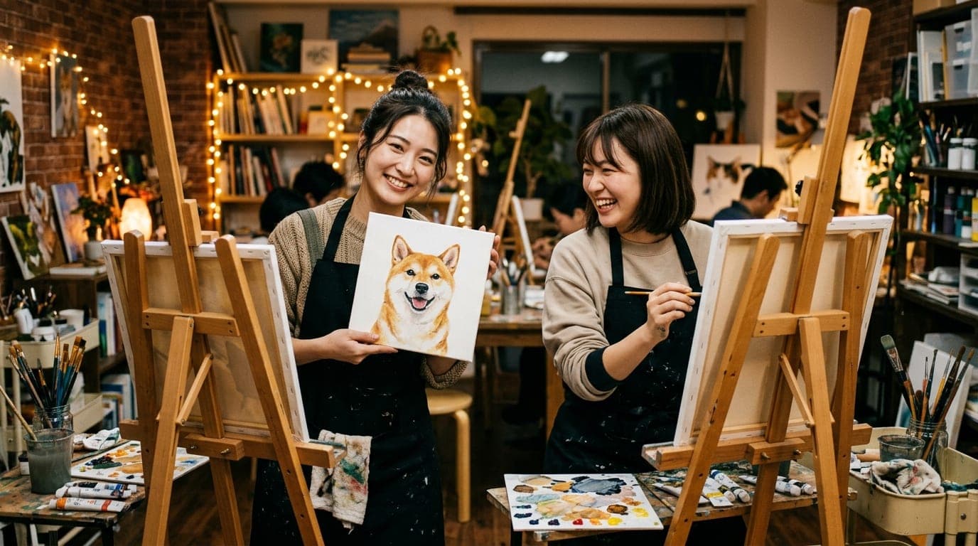 Paint Your Pet Classes with Wine paint and sip class at Artbar Tokyo