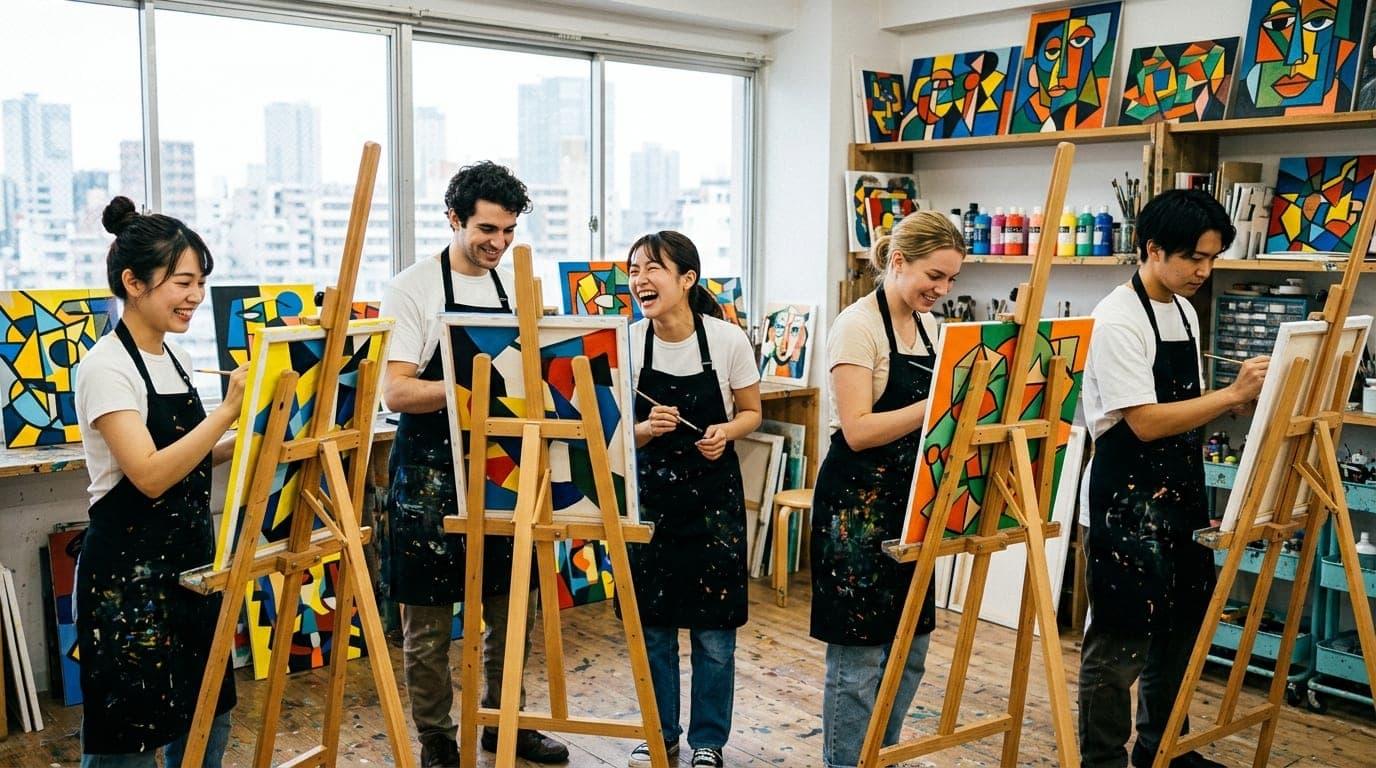 Picasso Style Paint and Sip Classes paint and sip class at Artbar Tokyo