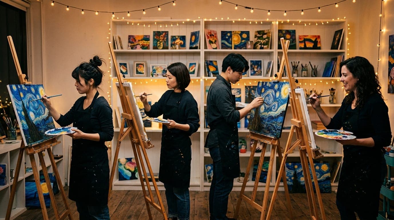 Van Gogh Paint and Sip Classes paint and sip class at Artbar Tokyo