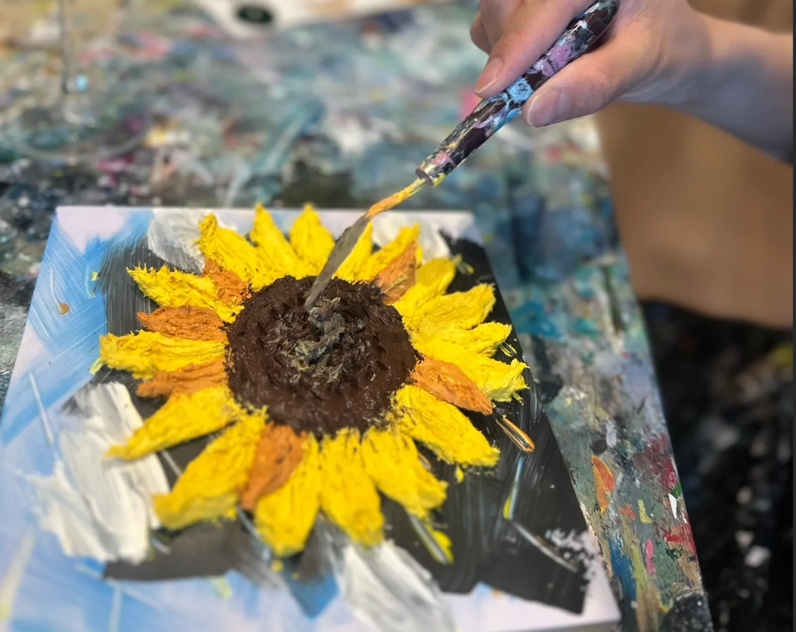 テクスチャーアート paint and sip class at Artbar Tokyo