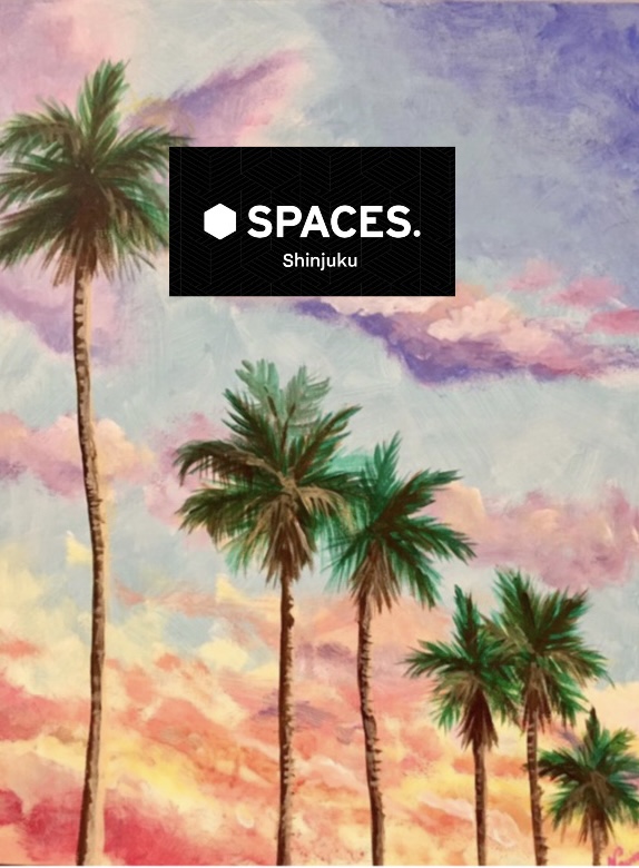 SPACES新宿でカリフォルニアドリームCalifornia Dreamin' @ Shinjuku SPACES – Artbar Tokyo –  Paint and Wine Art Studio: Let Your Creativity and the Wine Flow!