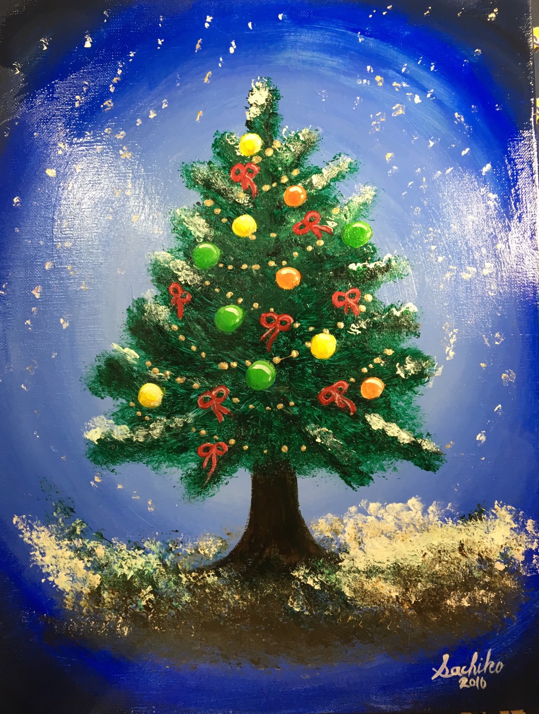 Christmas Tree – Artbar Tokyo – Paint and Wine Art Studio: Let Your Creativity and the Wine Flow!