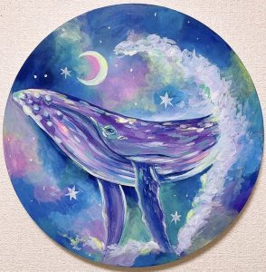 YOKOHAMA MOTOMACHI- カラフルなクジラ Round Canvas Whale – Artbar