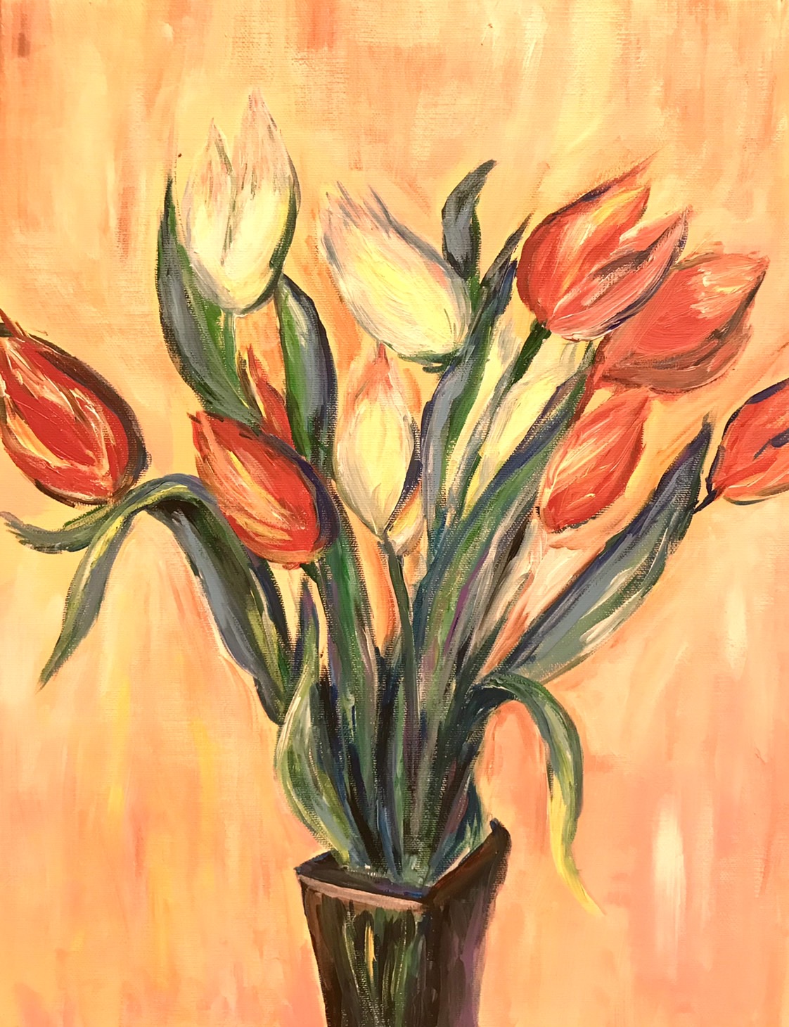 モネの チューリップの花瓶 Monet – Tulips – Artbar Tokyo – Paint and Wine Art Studio:  Let Your Creativity and the Wine Flow!