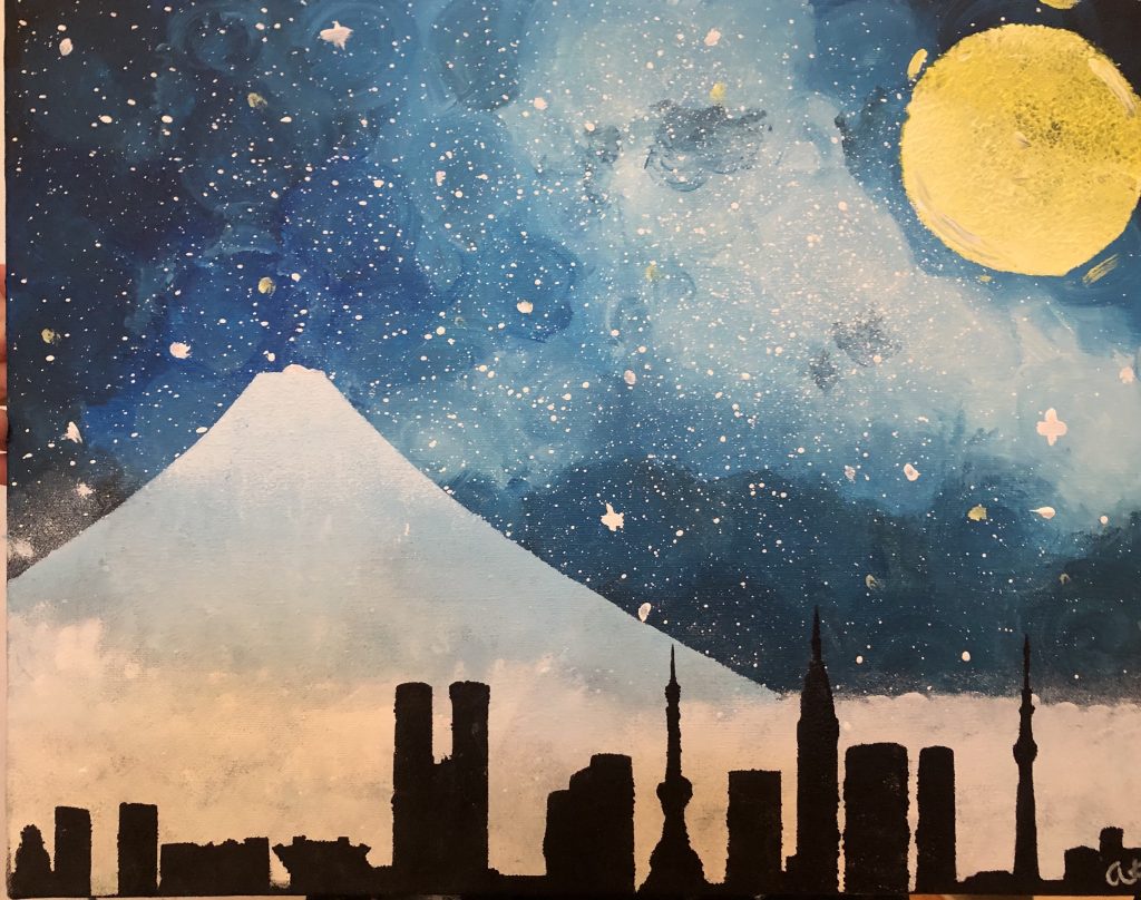アクリル絵画 都市のシルエット na:iroha アクリル絵画 都市のシルエット na:iroha