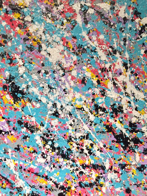 Large Canvas Abstract Paint like Pollock Artbar Tokyo Paint and Wine Art Studio Let Your
