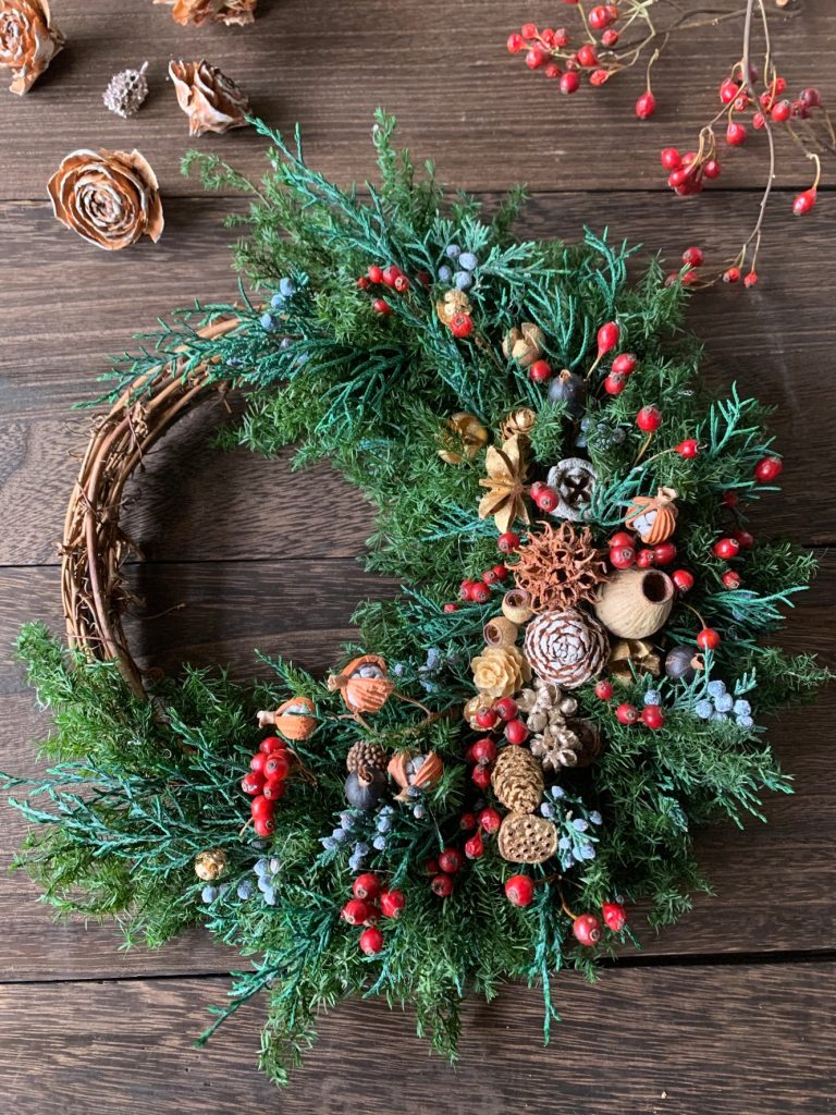 Craft Morning 針葉樹で作るクリスマスリース Christmas Wreath made 