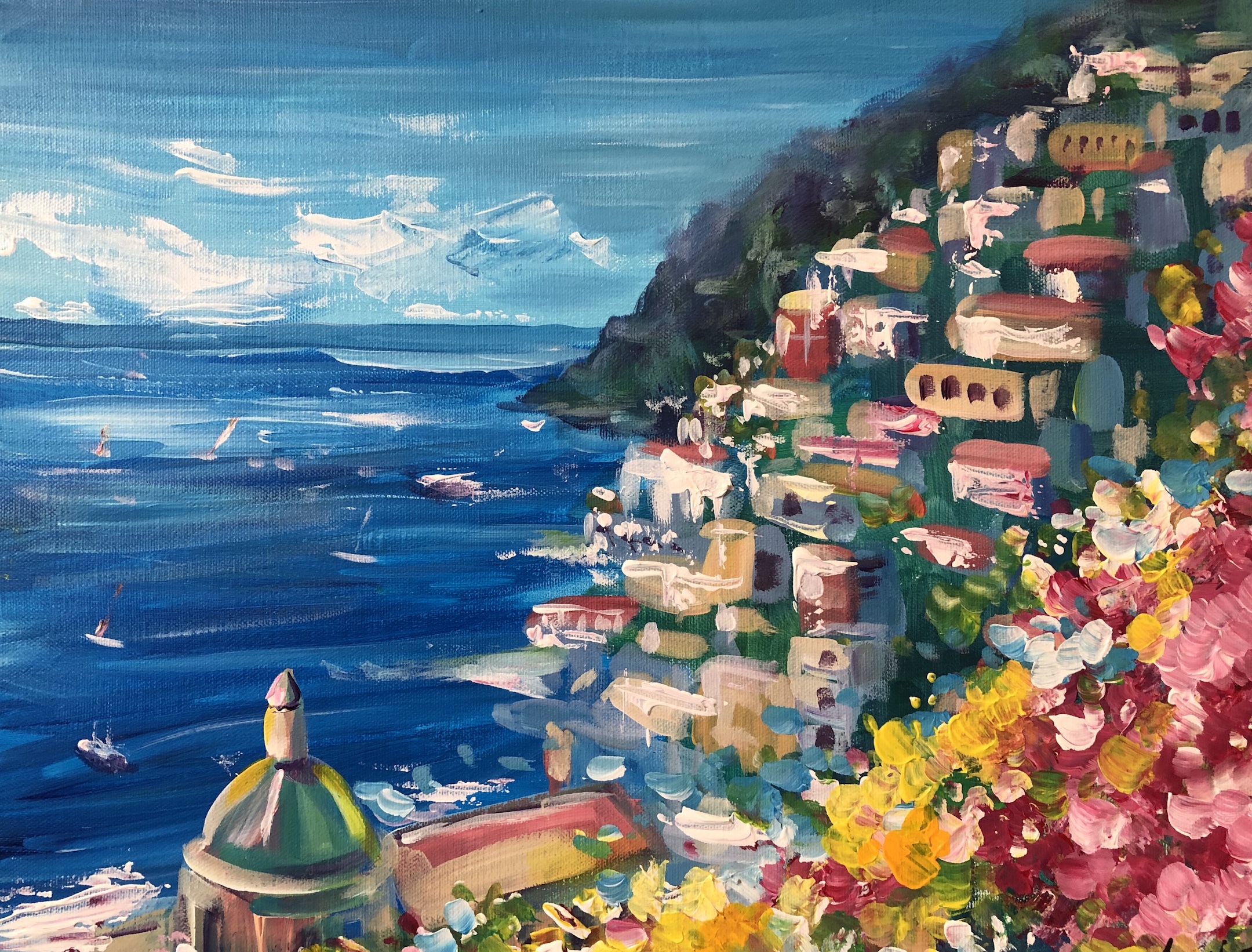 アマルフィ海岸 Amalfi Coast – Artbar Tokyo – Paint and Wine Art