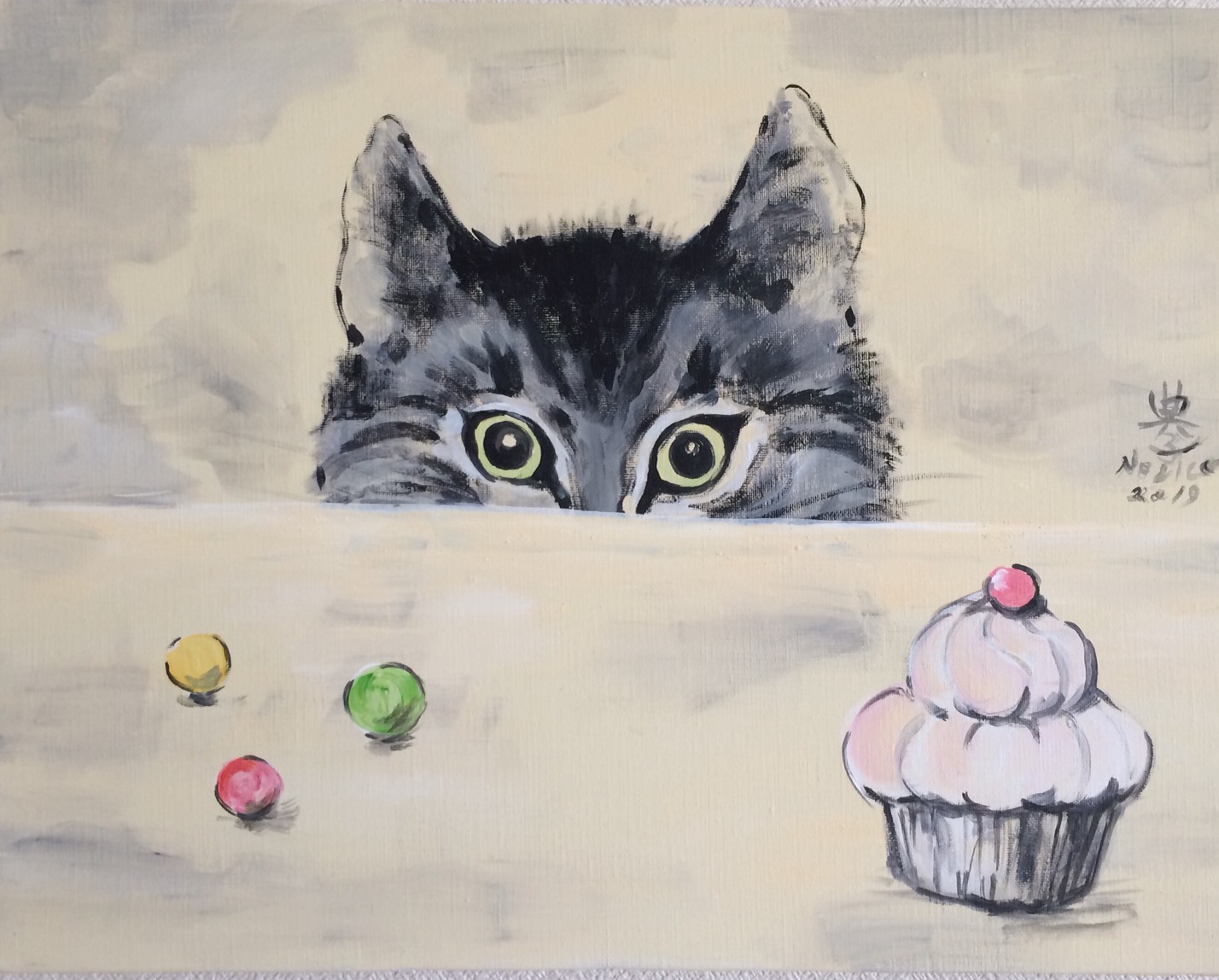 藤田嗣治 「仕立て屋の猫」Foujita's Cat – Artbar Tokyo – Paint and