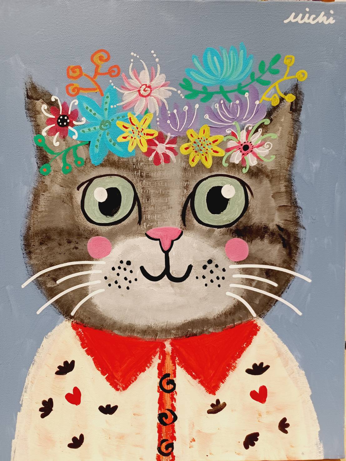 キッズ キレイな猫 Kids Only Frida Flower Kitty – Artbar