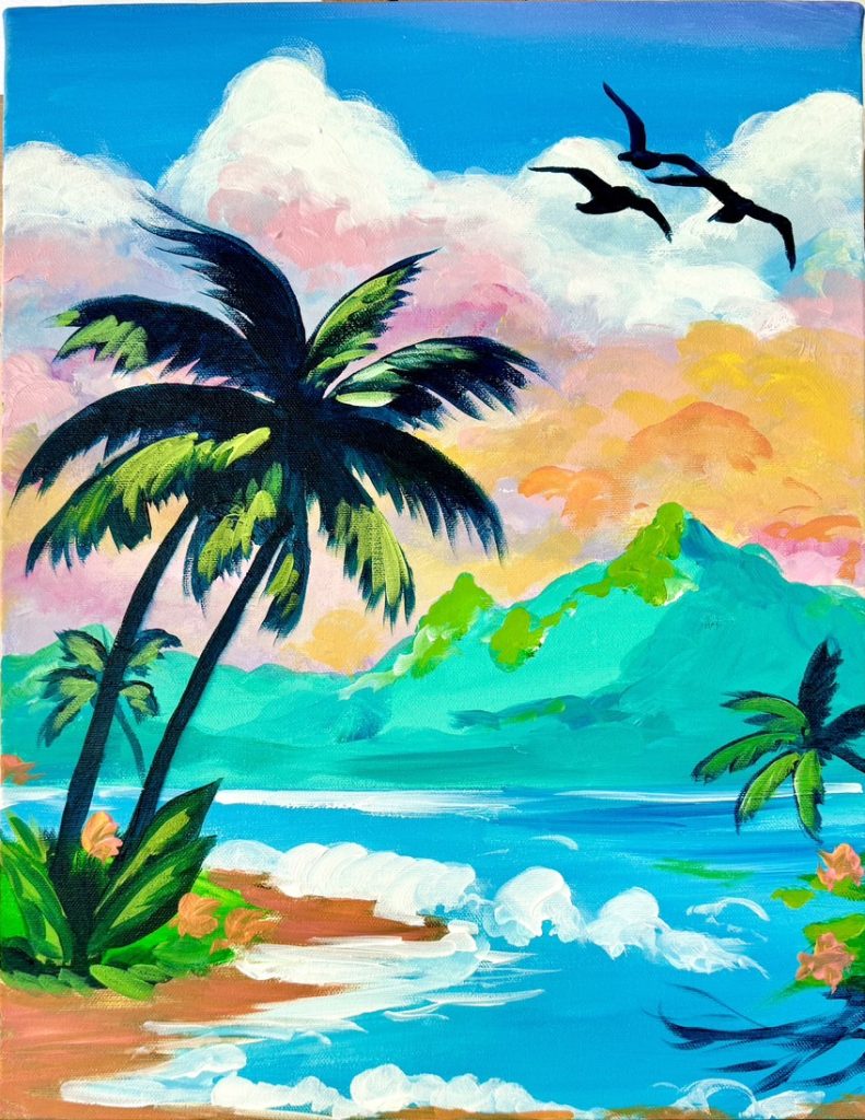 水彩画 Jan Parker ハワイの海（水彩画Jan Parkerハワイの海）