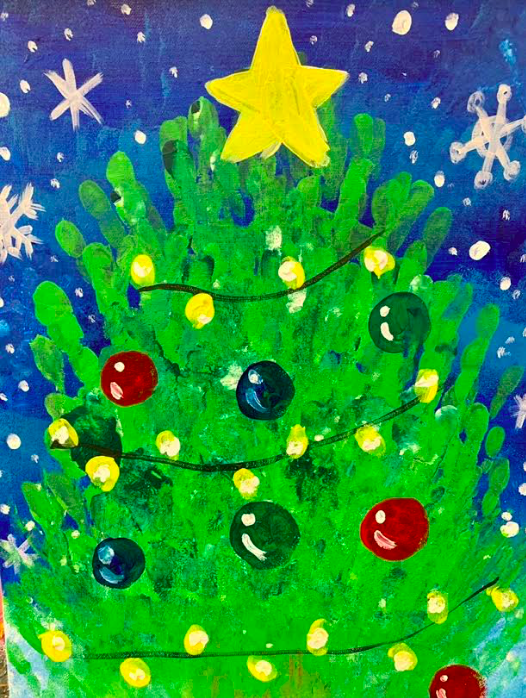 キッズ Kids Only 手形のクリスマスツリー Hand Print Christmas Tree Artbar Tokyo Paint And Wine Studio Let Your Creativity And The Wine Flow