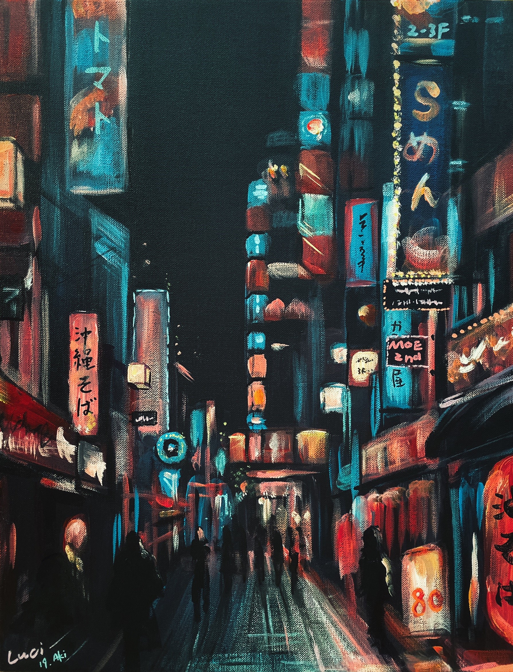 新宿の夜 Shinjuku Nights – Artbar Tokyo – Paint and Wine Art 