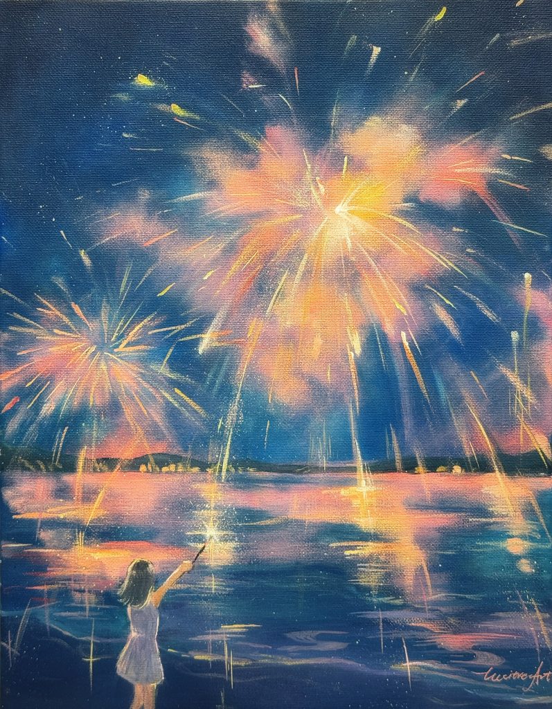 絵画　花火　(はなび) 花火 Fireworks #artwork #illustration #drawing #插图 #插图画家 #画