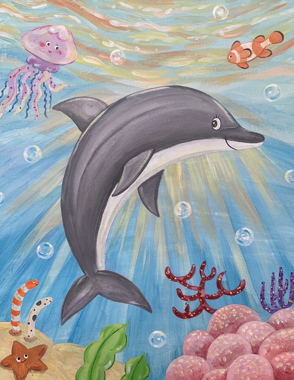 格安販売中 キッズ Paint – Tokyo Artbar – ドルフィン -Dolphin Only Kids 絵画