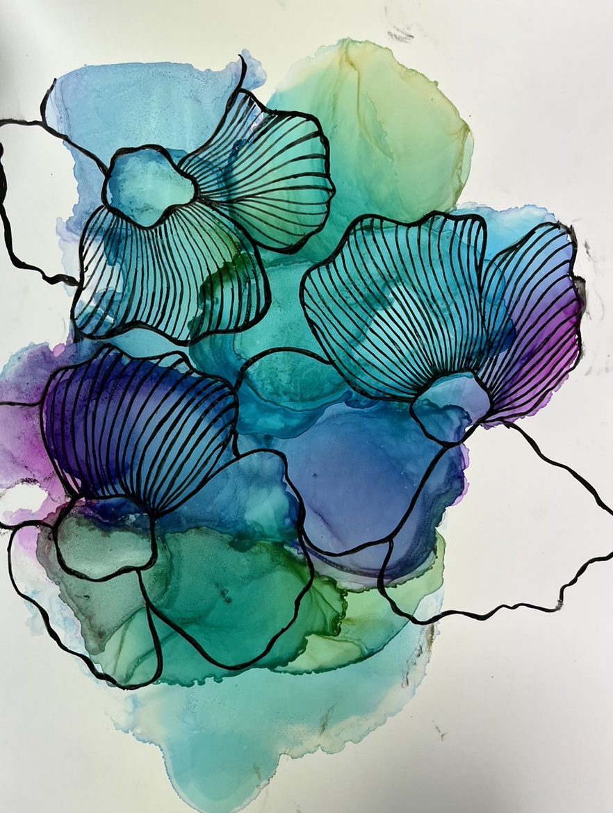 アルコールインクアート F3 Size Gesso Panel Alcohol Ink Art and Pen Artbar Tokyo