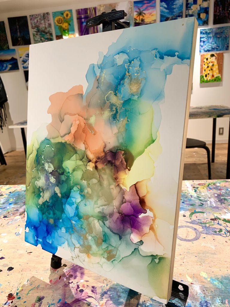 アルコールインクアートAlcohol Ink ArtHankyu Men’s Tokyo Artbar Tokyo Paint