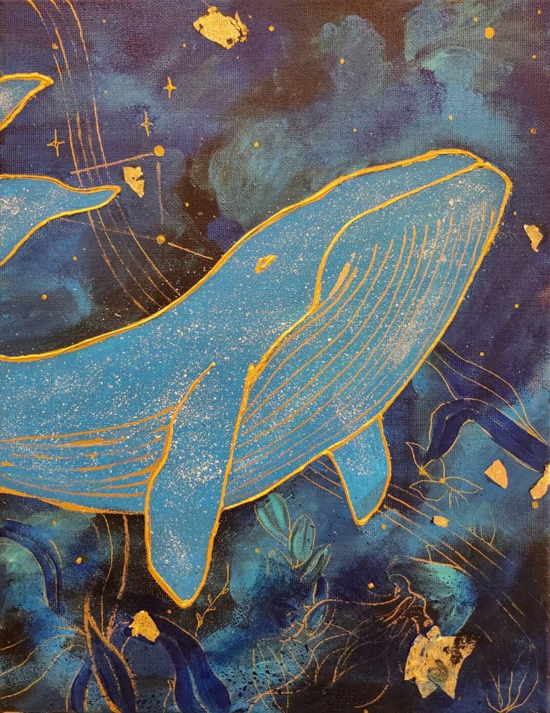 YOKOHAMA ゴールドのラインで描くクジラ Celestial Whale Gold