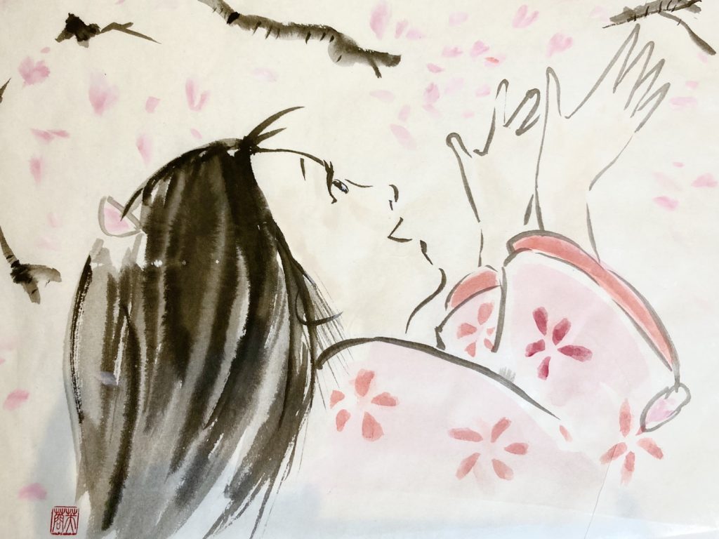 スタジオジブリ-かぐや姫の物語 Sumi Ink – Studio Ghibli Princess Kaguya – Artbar Tokyo –  Paint and Wine Art Studio: Let Your Creativity and the Wine Flow!