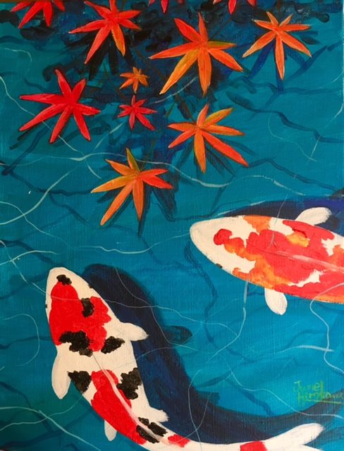 鯉 Koi Pond – Artbar Tokyo – Paint and Wine Art Studio: Let Your 