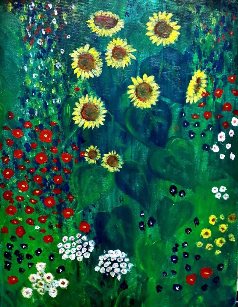 クリムト ひまわりの咲く農家の庭 Klimt Garden of Sunflowers – Artbar Tokyo – Paint and Wine  Art Studio: Let Your Creativity and the Wine Flow!