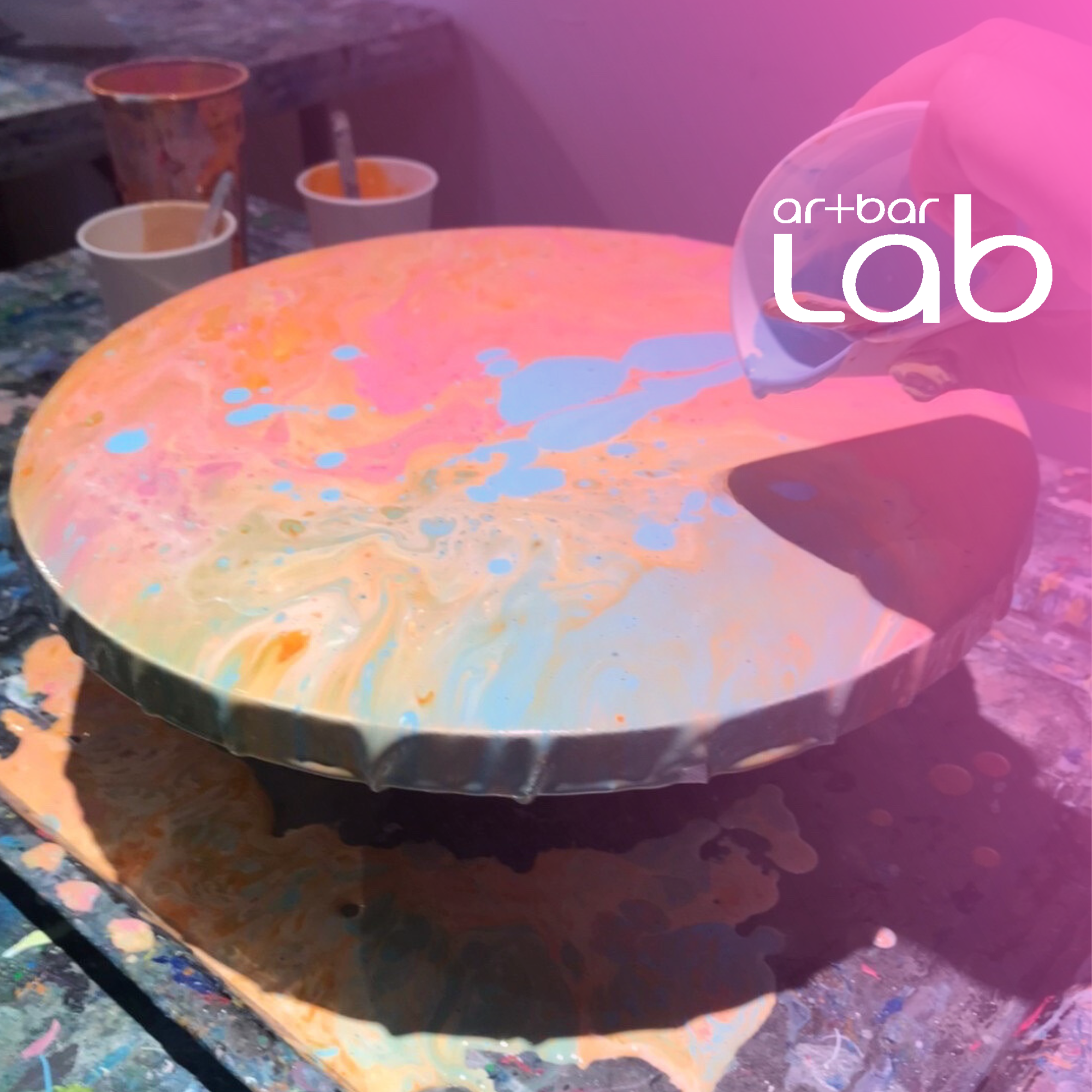 ARTBAR LAB UENO – 25cm丸いキャンバス！たらし込みアート 25 cm Round Paint Pouring ...