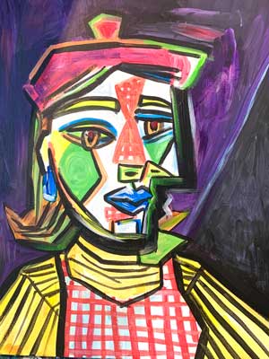ピカソのスタイルで自画像 Picasso Self Portrait Artbar Tokyo Paint And Wine Studio Let Your Creativity And The Wine Flow