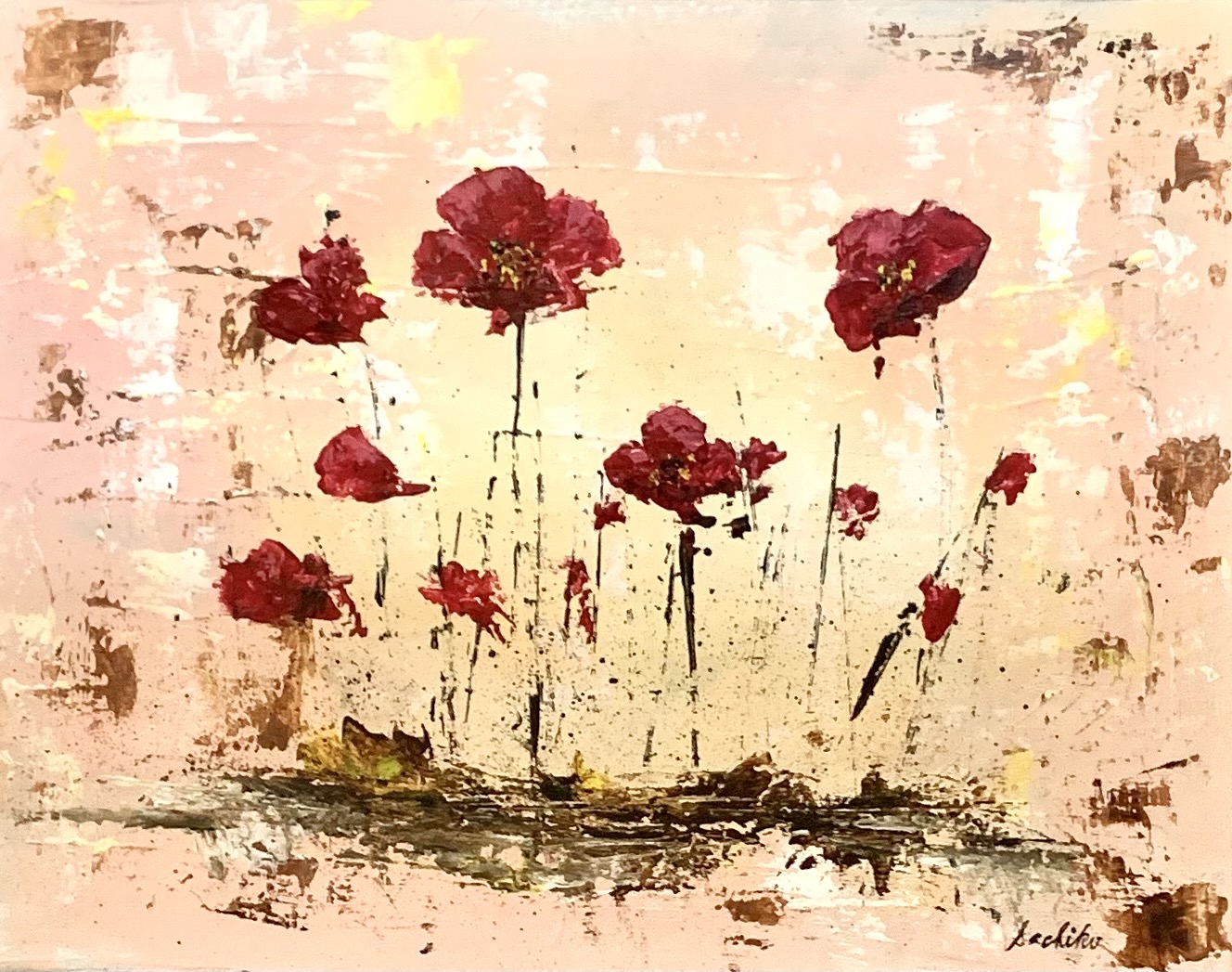 ポピーField of Poppies – Artbar Tokyo – Paint and Wine Art Studio