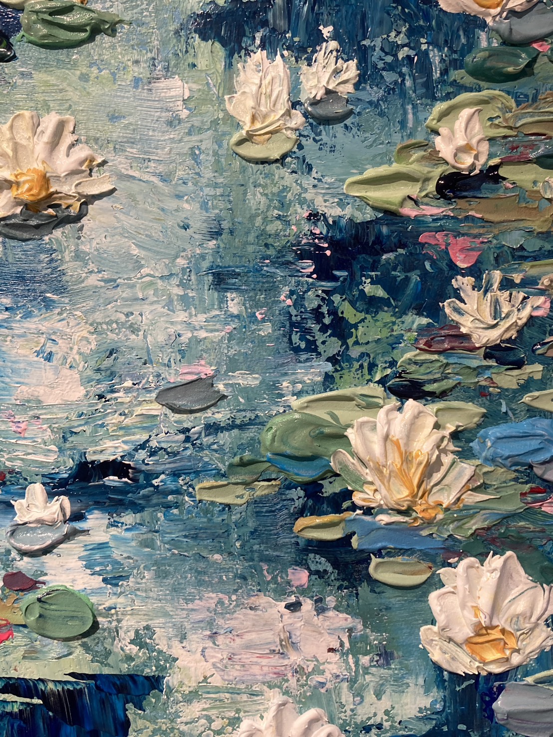 最新発見 テクスチャーモネ 睡蓮 27cm 正方形キャンバスTexture Monet 絵画