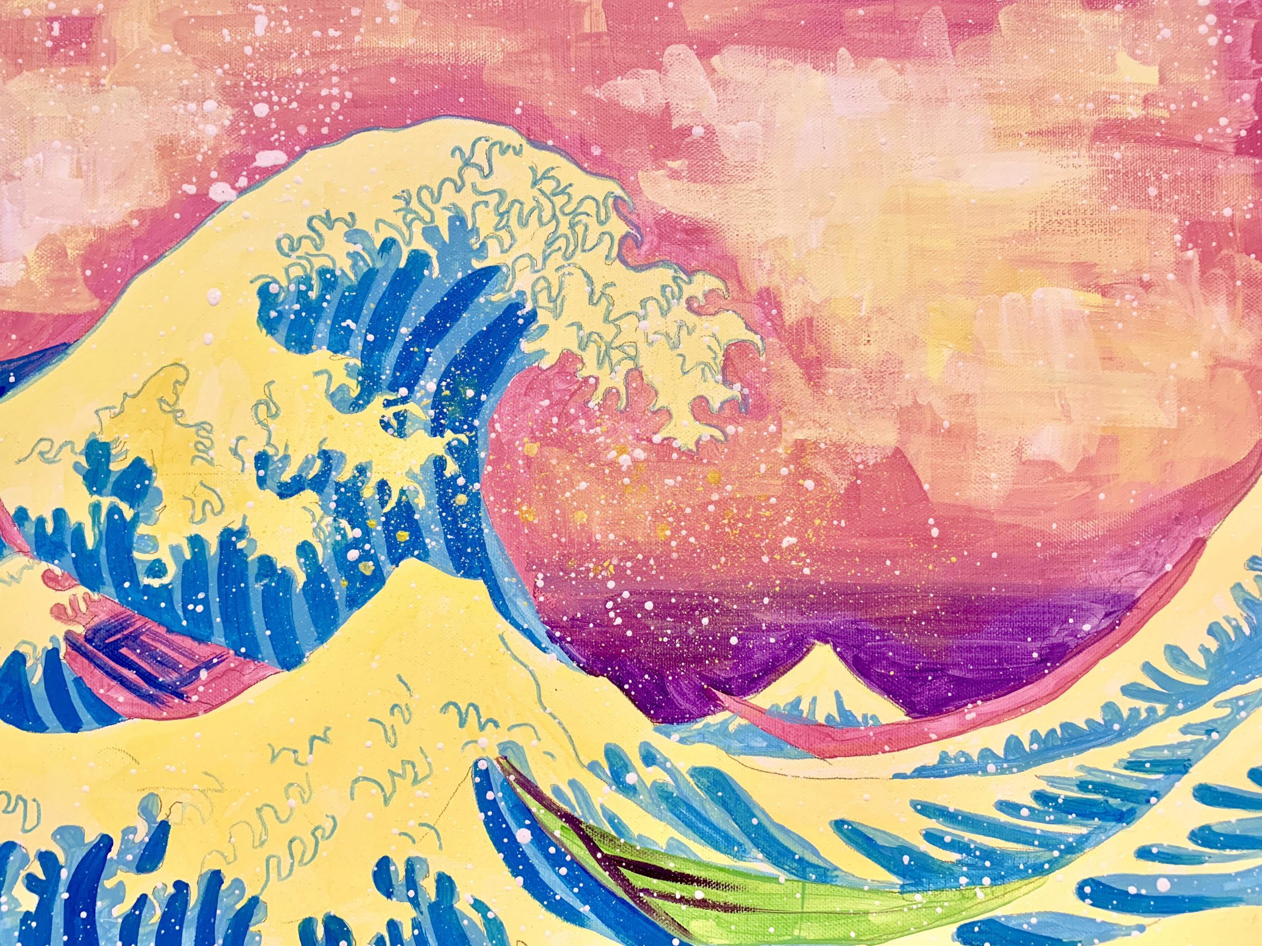 YOKOHAMA I 葛飾北斎の神奈川沖浪裏 ポップアート Hokusai's Great Wave Pop Art – Artbar Tokyo –  Paint and Wine Art Studio: Let Your Creativity and the Wine Flow!