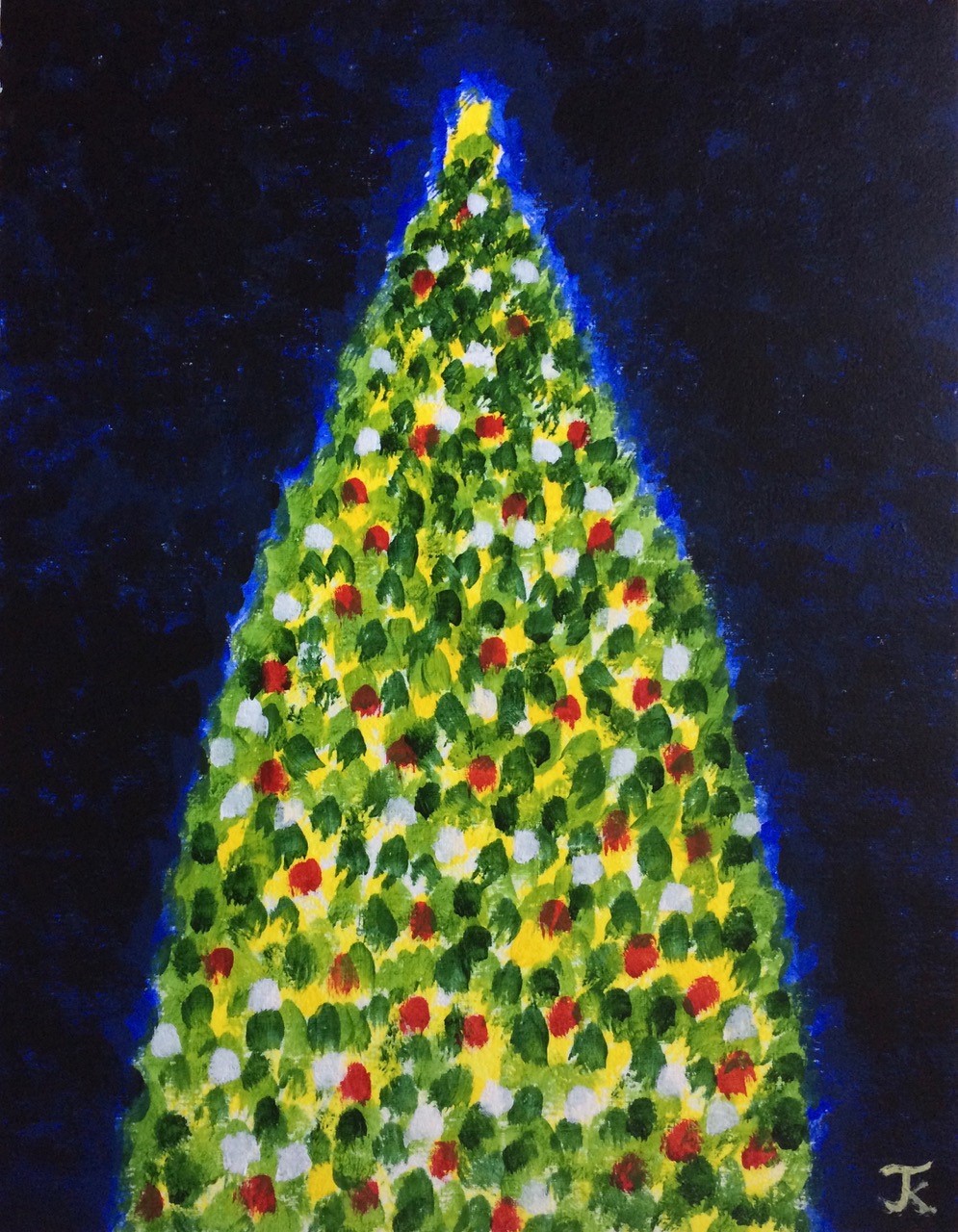 Pointillism Xmas Tree Artbar Tokyo Paint and Wine Art Studio Let