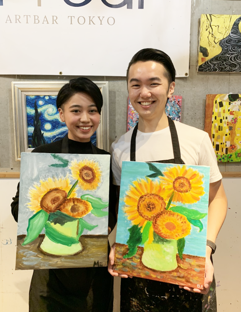 大丸福岡天神店 x Artbar Tokyoコラボレーション【ゴッホのひまわり】 – Artbar Tokyo – Paint and Wine  Art Studio: Let Your Creativity and the Wine Flow!